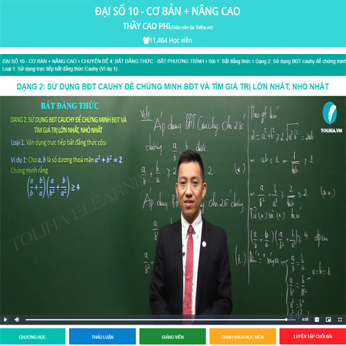 Khóa học ĐẠI SỐ 10 - CƠ BẢN + NÂNG CAO thầy Cao Phi - 09 tháng
