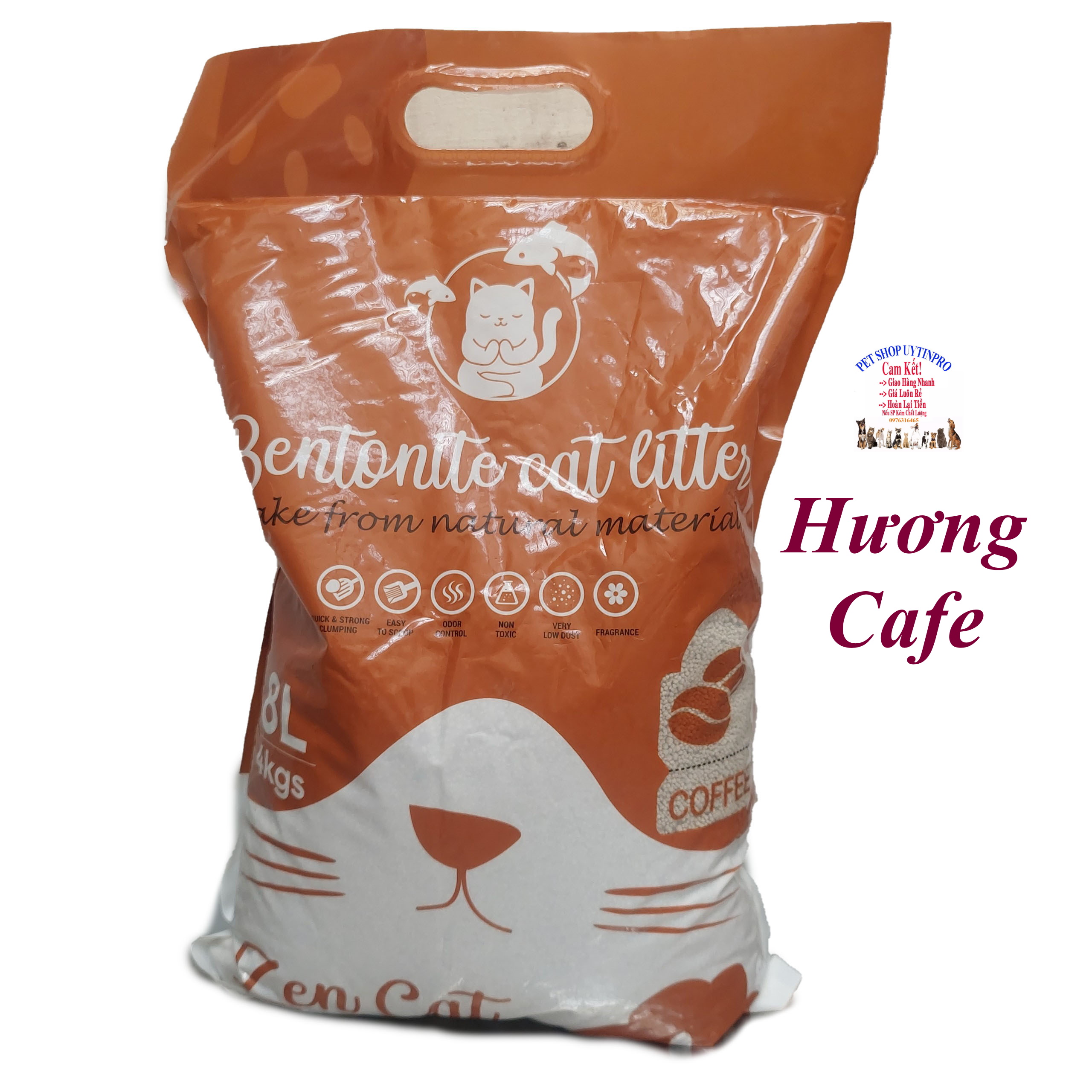 Cát vệ sinh cho Mèo Zen cat Bentonite cat litter Túi 8L Thấm hút tốt, vón cục tốt, mùi hương dịu nhẹ