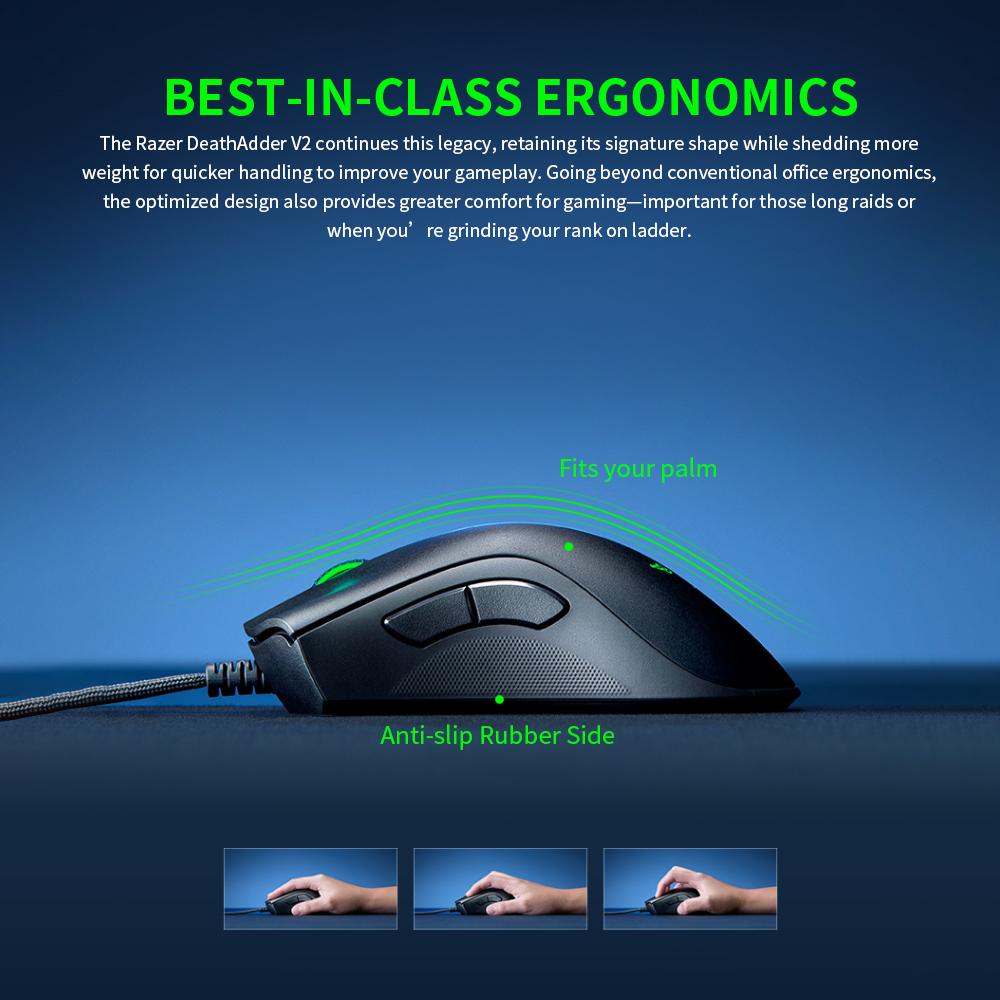 Razer DeathAdder V2 Wired Gaming Mouse 20000DPI Optical Sensor FOCUS+ Chroma RGB Mice 8 Programmable Buttons