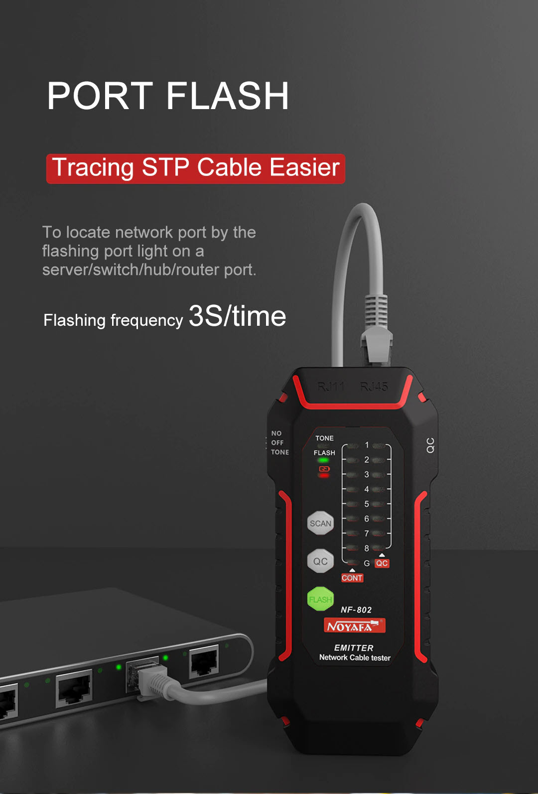 Máy Test Cáp Mạng Noyafa NF-802 Test Cáp Mạng Cat5, Cat6, test POE, QC, NCV, Flash - Hàng Chính Hãng. NOYAFA Wire Tracker RJ11 RJ45 Tester Line Finder, Ethernet LAN Multifunction Anti-Interference Network Cable Tester for Network Maintenance Collation