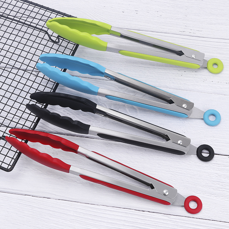 Kẹp Gắp Thức Ăn Chống Dính Tay Cầm Thép Không Gỉ Đầu Silicon Dễ Sử Dụng Dài 27.5cm