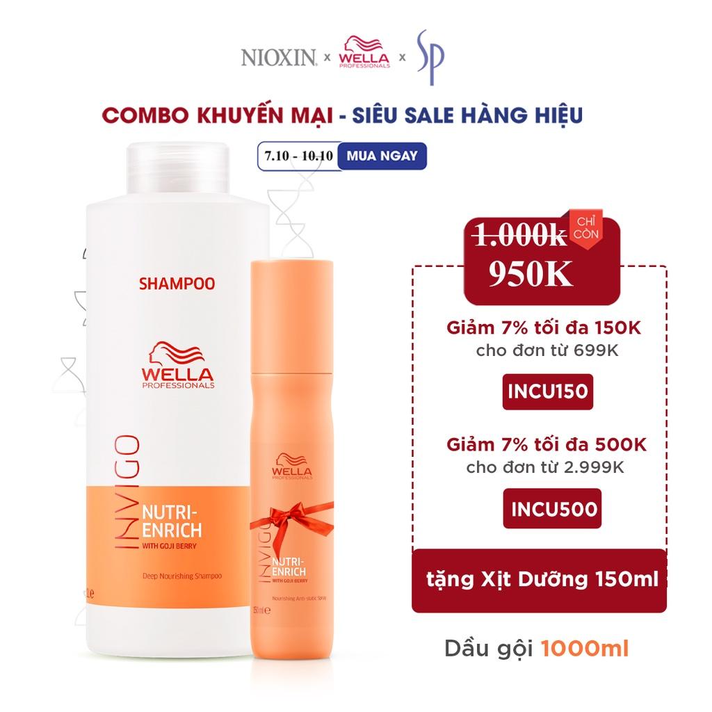 Dầu Gội Wella Invigo Tăng Cường Dưỡng Chất, Phục Hồi Tóc Khô Xơ Nutri Enrich Shampoo 250ml/1000ml