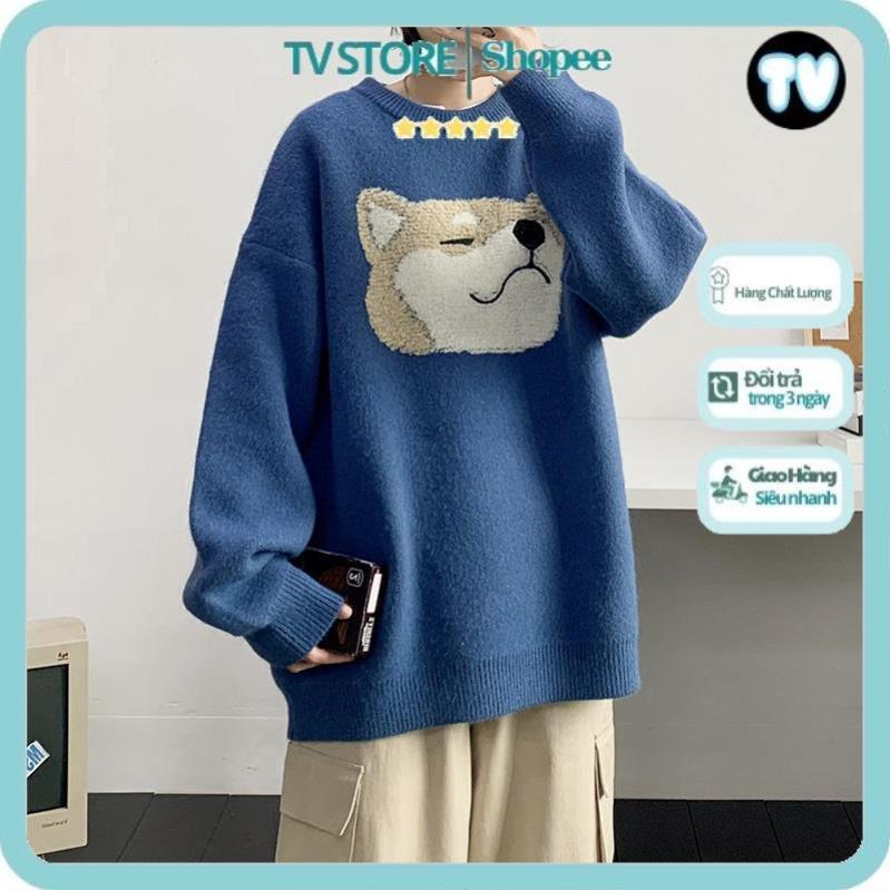 Áo Nỉ Nam TVSTORE Áo Sweater dệt kim cổ tròn dáng rộng in hoạt hình thời trang thu đông cho nam 2021