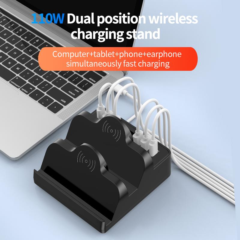 110W USB Sạc 8 Cổng Quick Charge 3.0 Bộ chuyển đổi bộ sạc không dây trung tâm