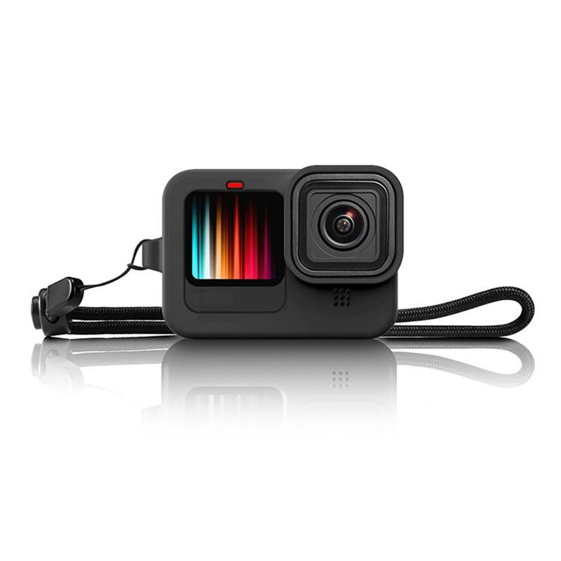 Vỏ Silicon Bảo Vệ Toàn Diện Có Dây Đeo Cho Gopro Hero 9 Đen