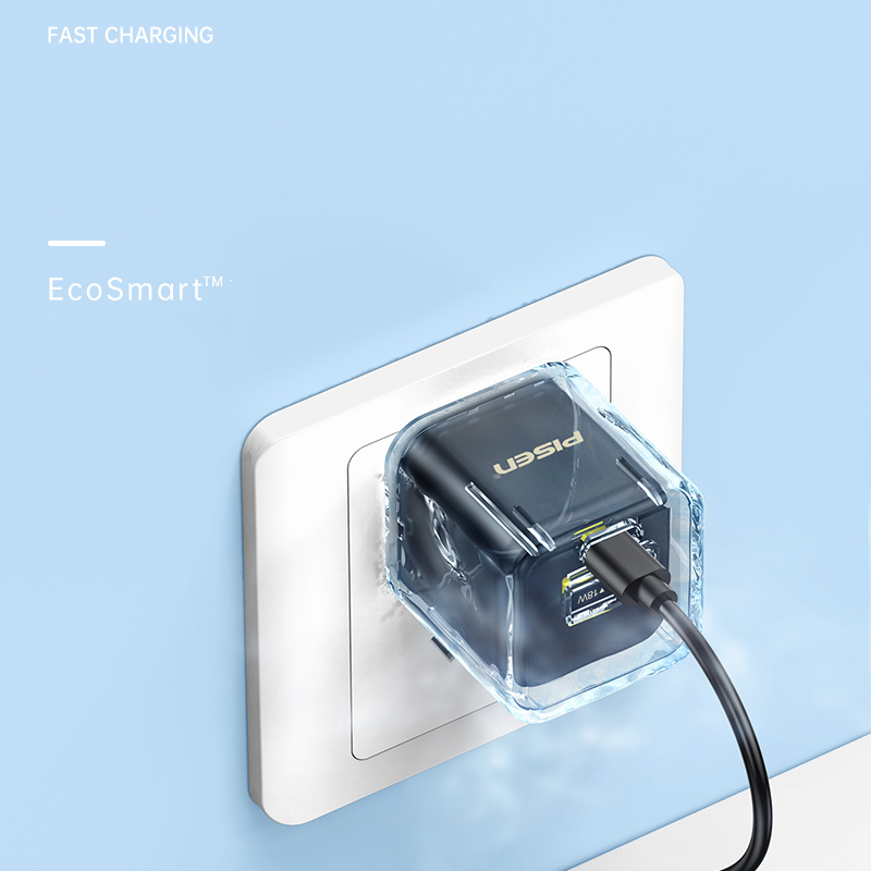 Cóc sạc nhanh Pisen Quick ice 20W siêu nhỏ 2 cổng sạc - PISEN QUICK ice Dual Port QP 20W , hàng chính hãng