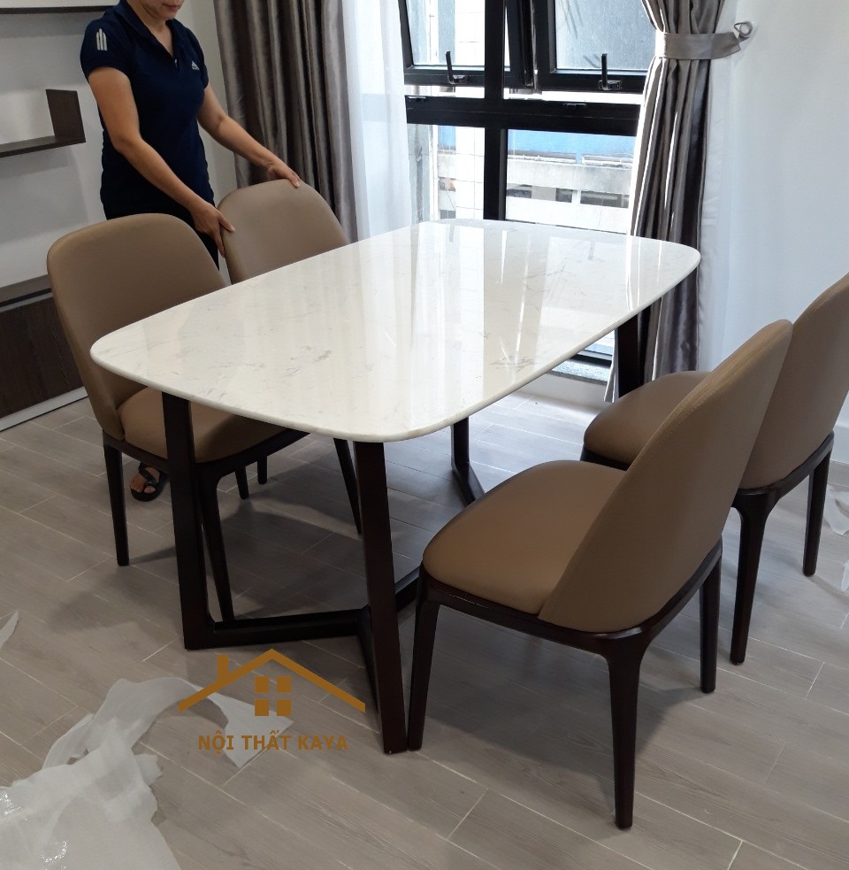 Bộ bàn ăn 4 ghế mặt đá cao cấp