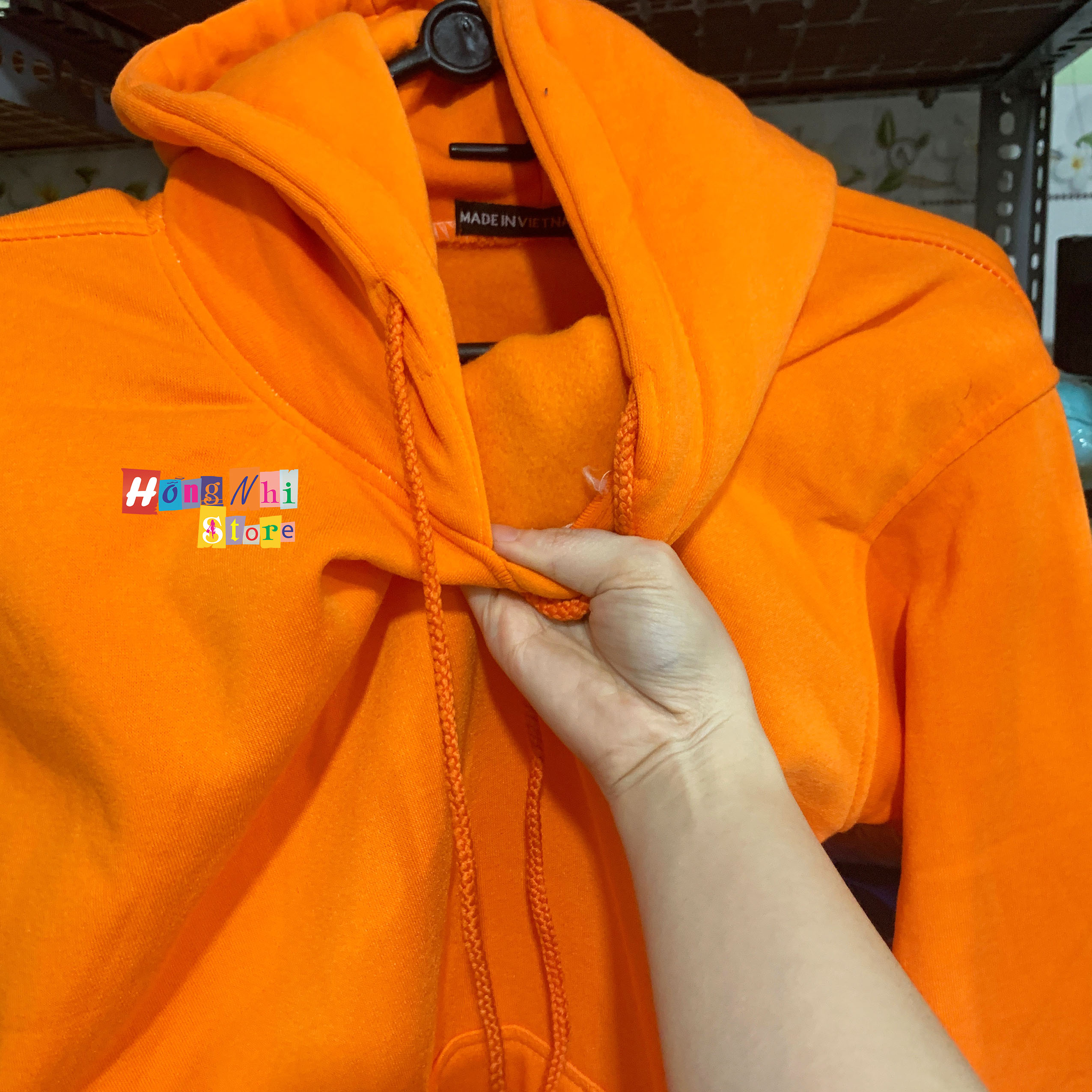 Áo Hoodie Trơn Màu Cam Cao Cấp Dáng Rộng Unisex Nam Nữ Mặc Được - MM - M