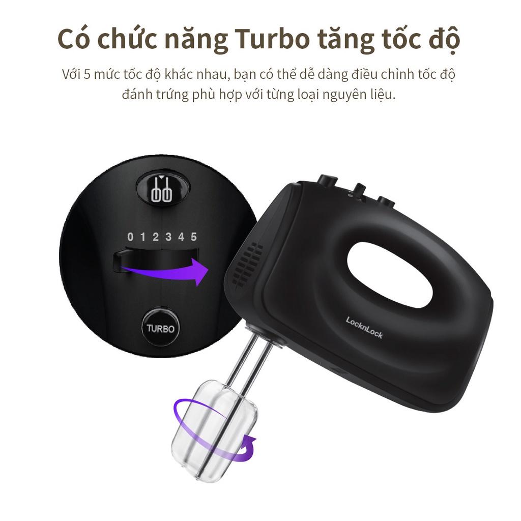 Máy đánh trứng Lock&amp;Lock EJM501 300W - Hàng chính hãng, 5 tốc độ tùy chỉnh, 2 bộ que đánh linh hoạt - Hapos