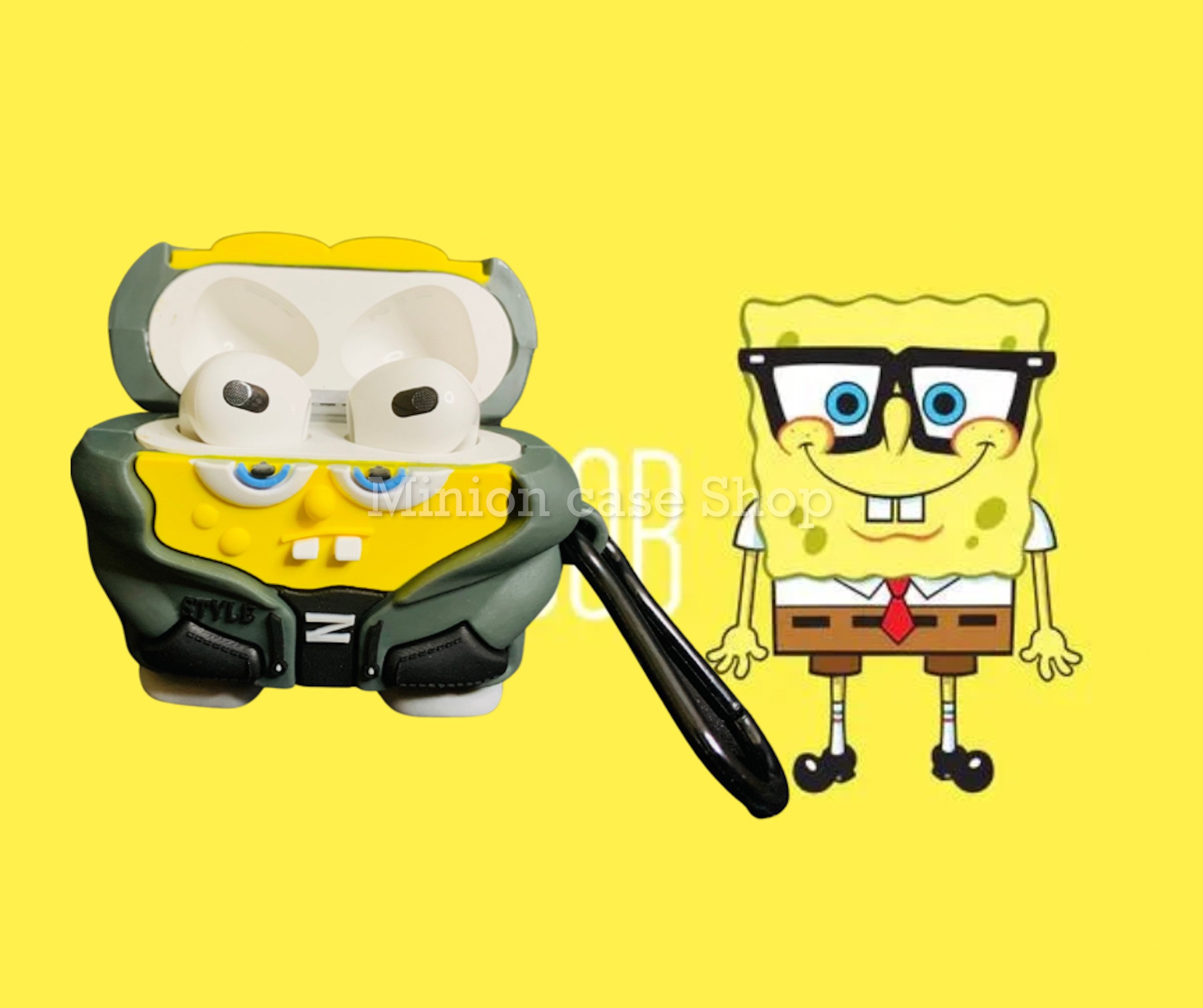 Case bảo vệ dành cho Airpods 3 hình spongebob chất liệu silicon 3d cao cấp