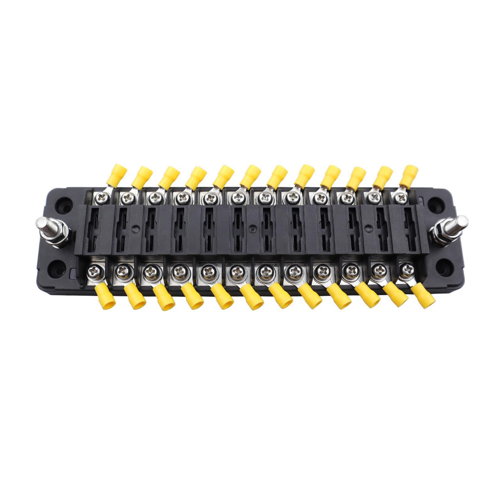 12 Way Blade Fuse Block Heat Resistant Fuse Box for Yacht Truck Vehicle