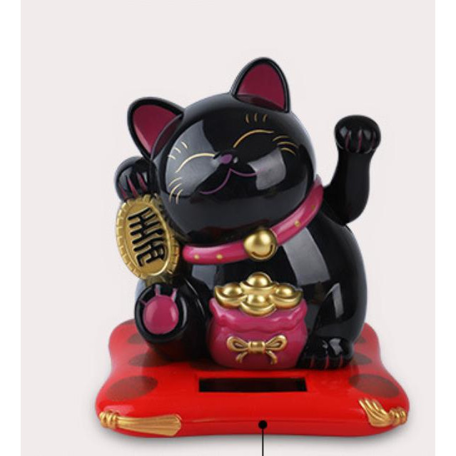 Mèo thần tài Maneki Neko vẫy tay pin mặt trời - M