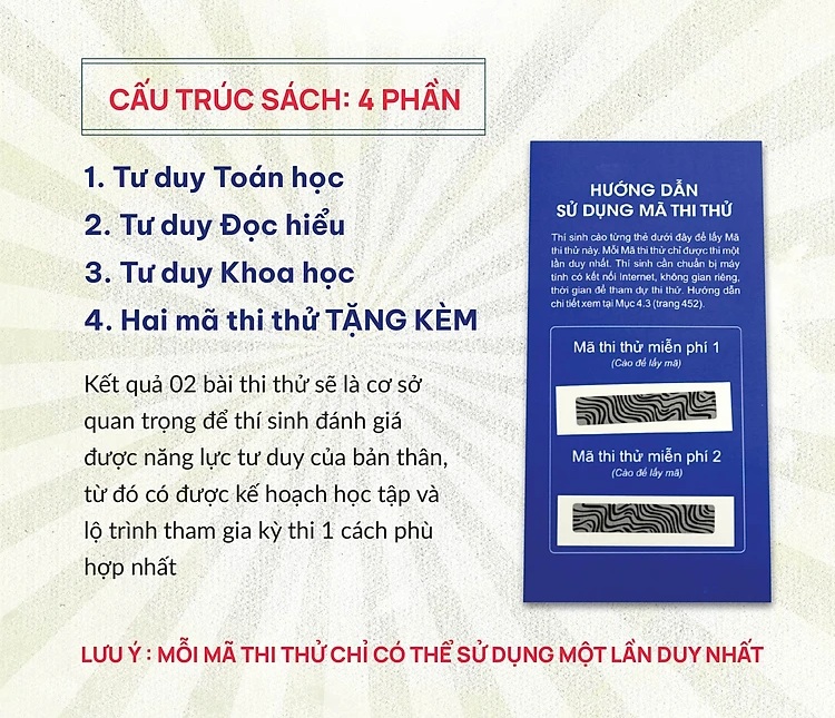 Sách - Cẩm nang Thi Đánh giá Tư Duy Đại học Bách Khoa (Kèm 2 mã thi thử trên hệ thống TSA 2025)