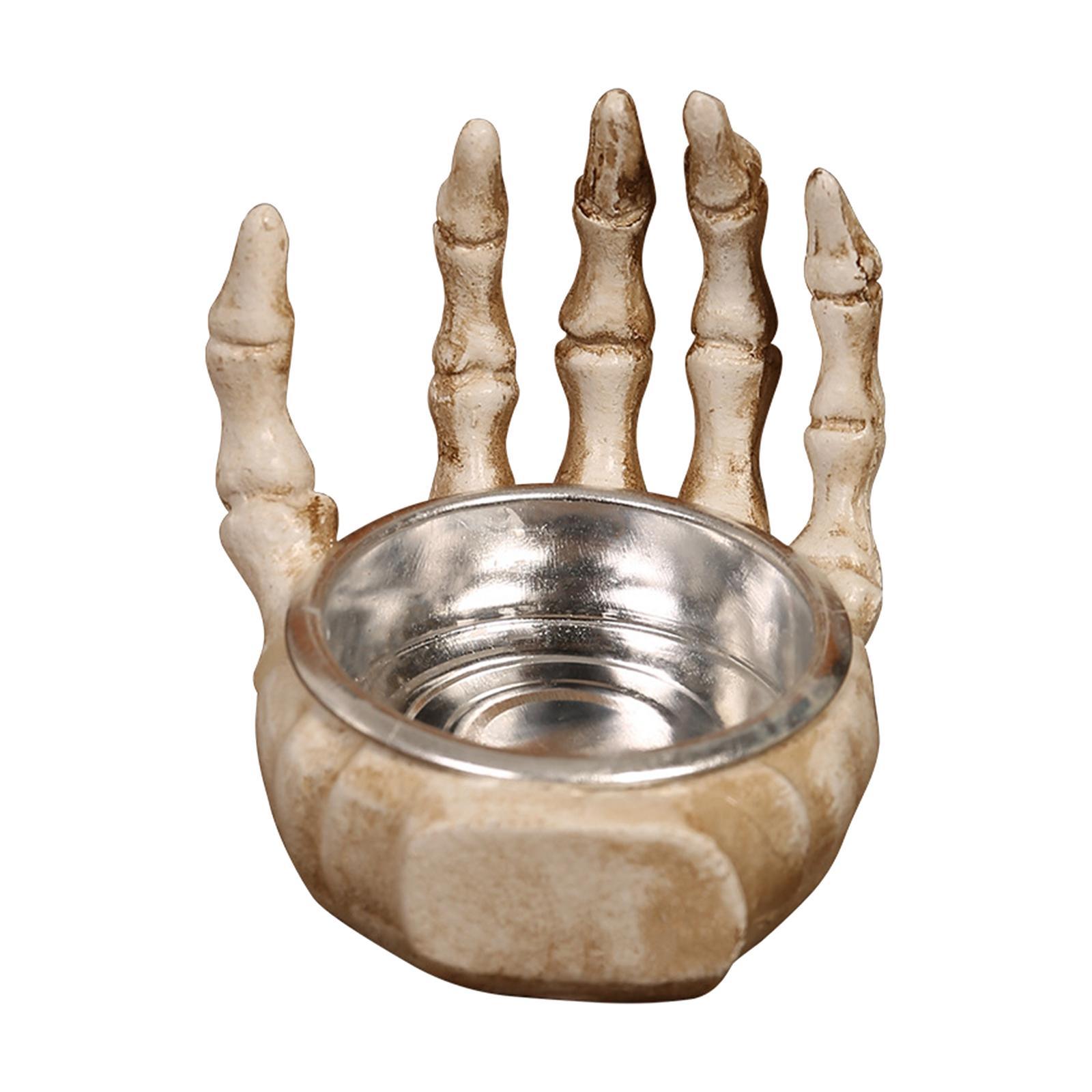 Halloween Skulls Candle Holder Candle Stand Human Skeleton Pillar Candle Holder for Haunted House Spooky Bar Holiday Table Centerpiece Party