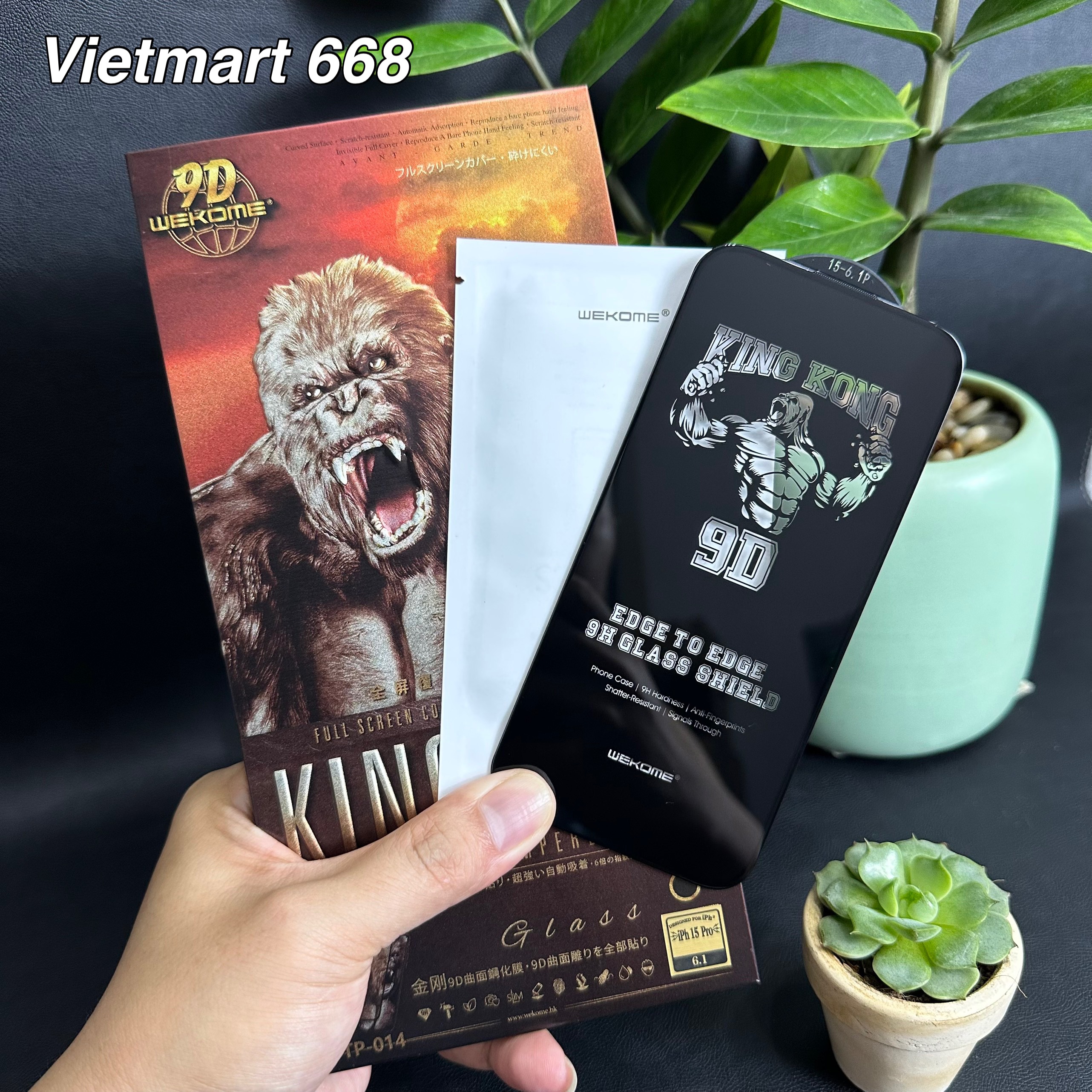 Kính Cường Lực KingKong 9D Trong Suốt Dành Cho iPhone – Full Hộp Sắt Cao Cấp – Dán Full Màn – Hàng Chính Hãng – iPhone 15Pro – 6,1