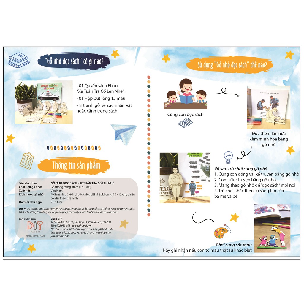 Bộ Tô màu gỗ chủ đề phương tiện giao thông tặng kèm đế