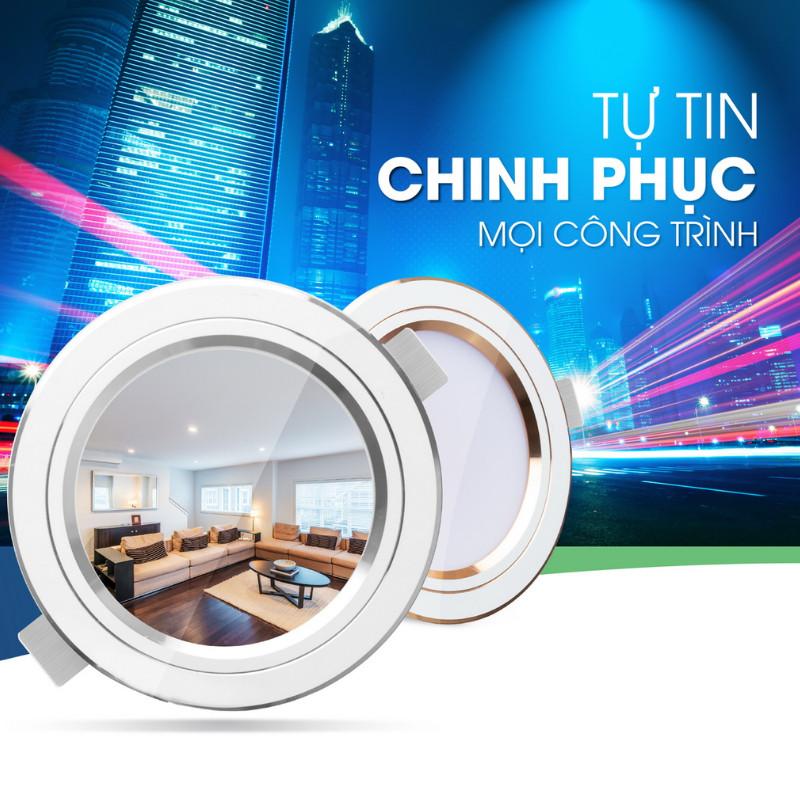Đèn led âm trần Rạng Đông, Downlight, đổi mầu, siêu sáng 8W,10W,12W, lỗ trần 90,110 AT20 ĐM - Đổi mầu viền vàng