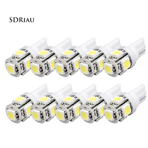 Bộ 10 bóng đèn Xenon T10 W5W 2825 5 SMD 5050 cho xe hơi