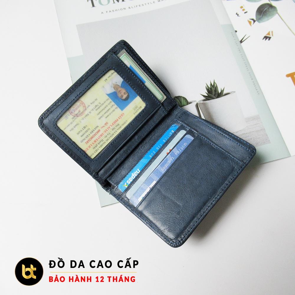 Ví da bò thiết kế kế không có ngăn khóa - Màu Xanh navy - Làm từ da bò 100% - bảo hành 12 tháng