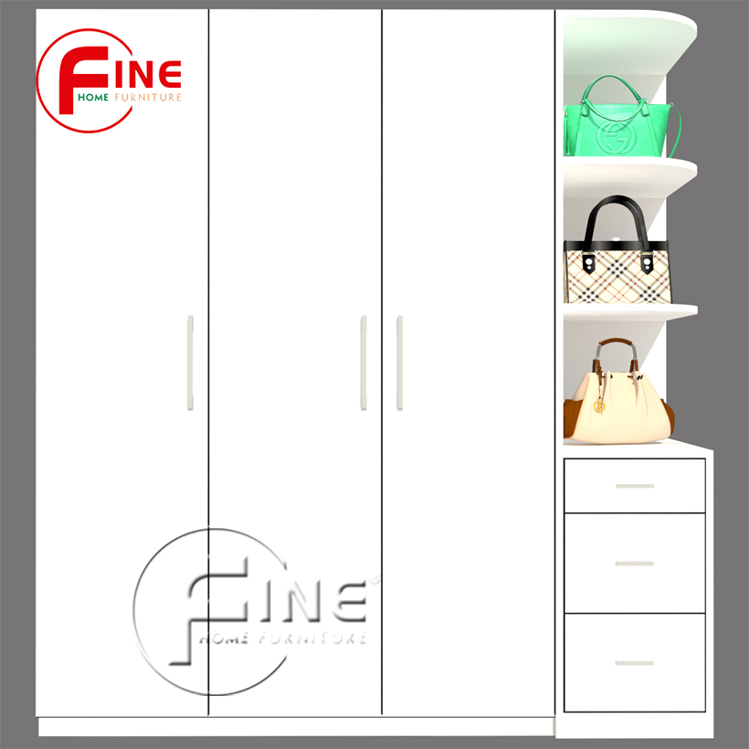 Tủ Quần Áo Sang Trọng FINE FT060T Thiết kế hiện đại, các ngăn tủ rất rộng để xếp gọn và treo quần áo thoải mái