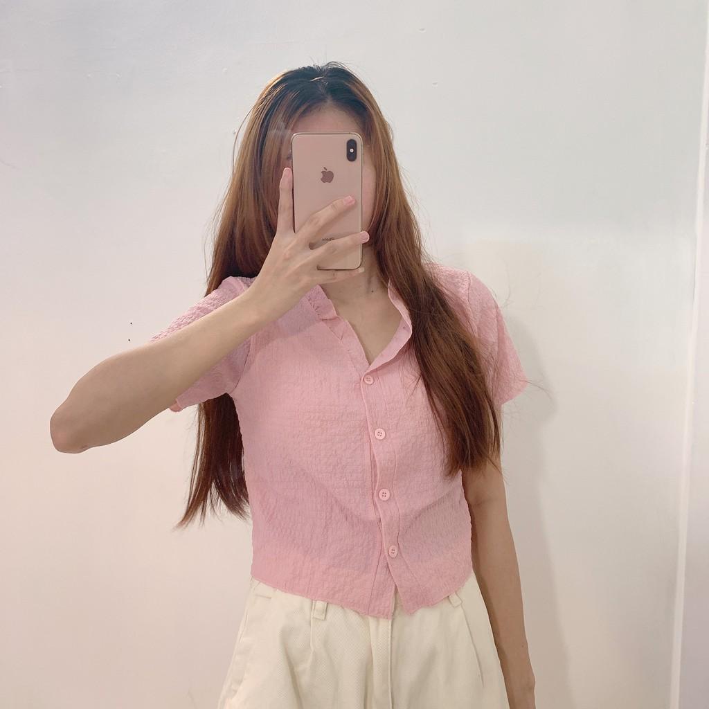 Áo Croptop Kiểu Nhăn Ulzzang Xinh Xắn (ảnh thật)