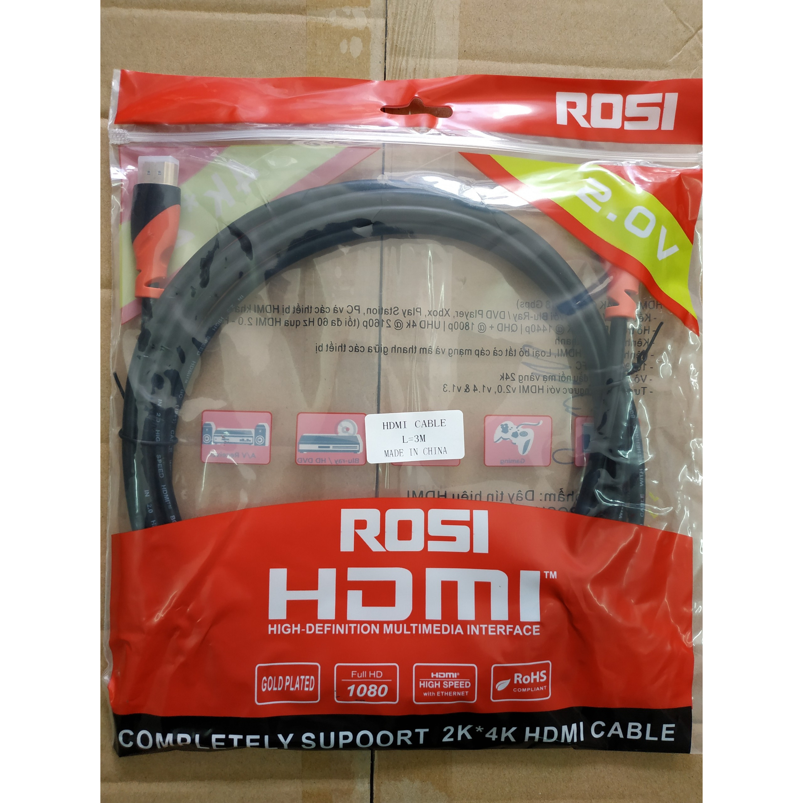 Cáp HDMI to HDMI ROSI - Hàng chính hãng
