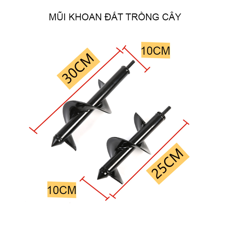 Mũi khoan đất trồng cây, loại đường kính 8-10cm, độ dài có nhiều loại cho khách lựa chọn