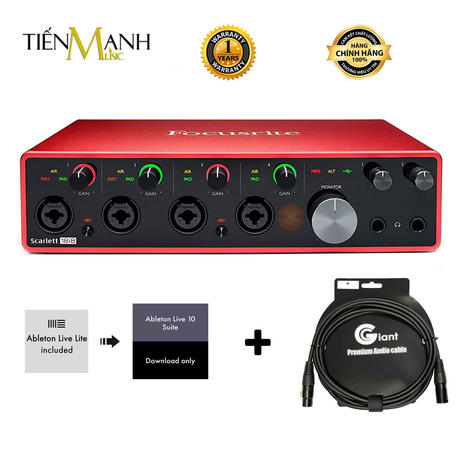 Focusrite Scarlett 18i8 Gen 3 Sound Card Âm Thanh - Focus USB Audio Interface SoundCard 3rd - Gen3 Hàng Chính Hãng
