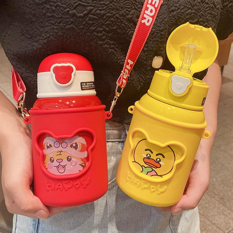 450 ML Dễ Thương Cho Trẻ Em Nước Cho Trường Học Cho Bé Giữ Nhiệt Di Động Trẻ Em Cốc Nước Có Ống Hút Bằng Thép Không Gỉ Cách Nhiệt Giữ Nhiệt