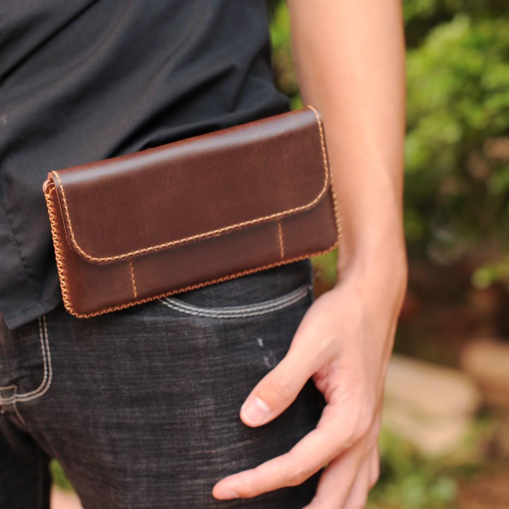 Bao da handmade đeo hông cho điện thoại iphone - Mino Crafts VN032