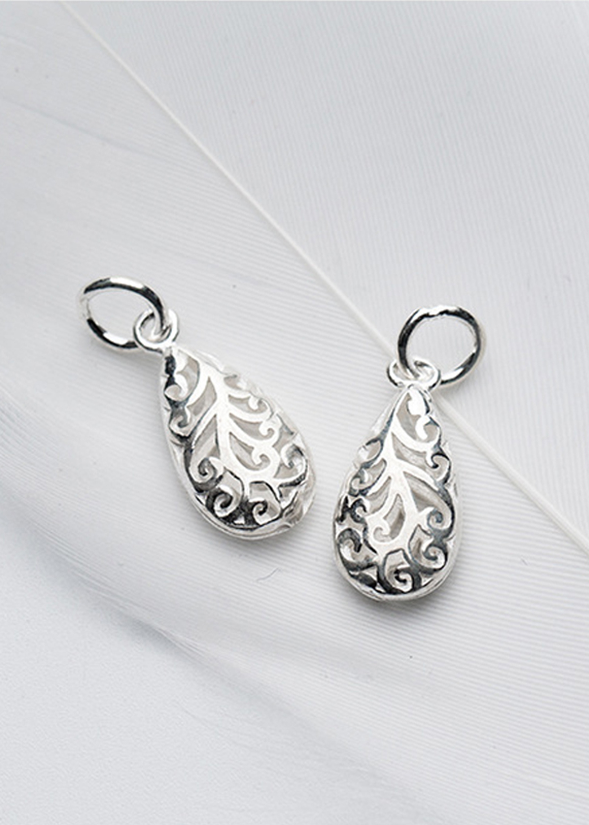 Combo 2 cái charm bạc hình giọt nước mặt treo - Ngọc Quý Gemstones