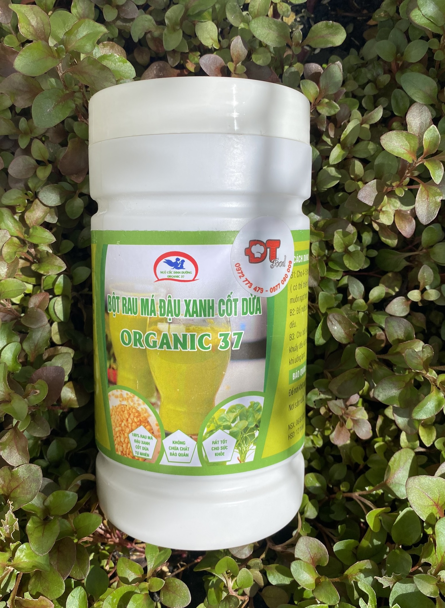 Bột rau má đậu xanh cốt dừa Organic DTFood thơm mát rất tốt cho sức khoẻ và sắc đẹp 500g