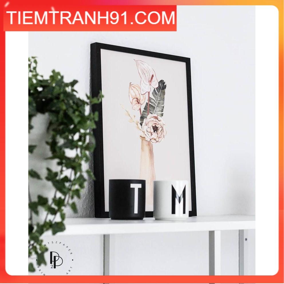 Tranh Canvas Cao Cấp | Tranh màu nước - Botanical Watercolor Print, Minimal Leaf, Palm Leaves, Plant Pot Print