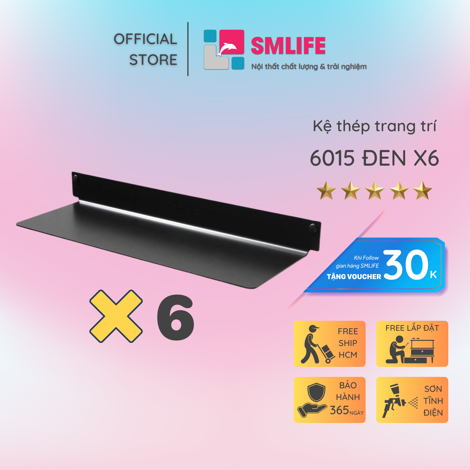 Kệ sách treo tường 6015 (set 6)