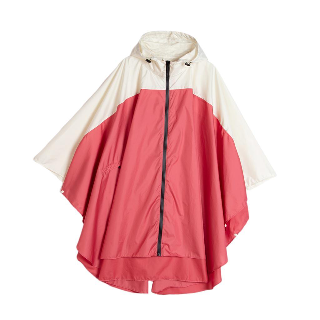 Waterproof Lightweight Hooded Raincoat Rain Jacket Batwing-Sleeved Poncho - Red