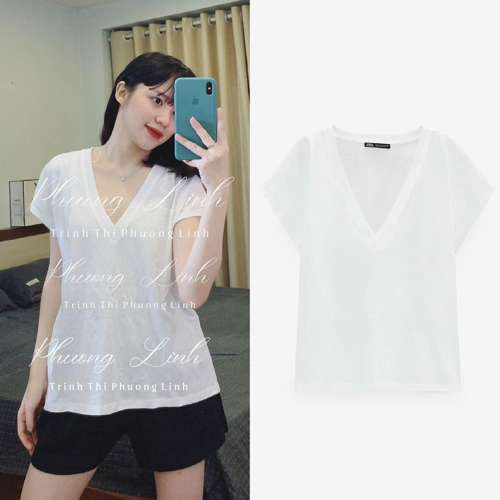 Áo thun nữ cổ V áo phông tay hến chất cotton mặc mát thời trang nữ BANAMO 3111