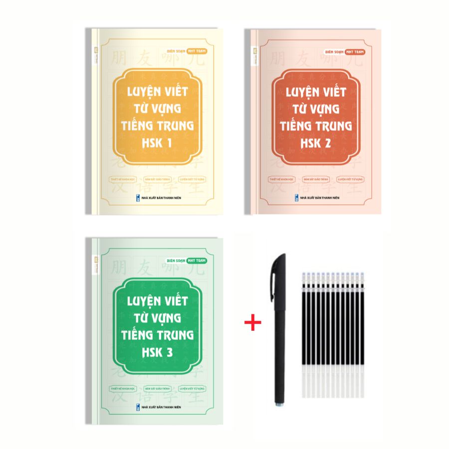 Combo 3 Vở Luyện Viết Từ Vựng Tiếng Trung HSK 1 2 3 NHT Books - Luyện viết tiếng Trung cơ bản cho người mới bắt đầu