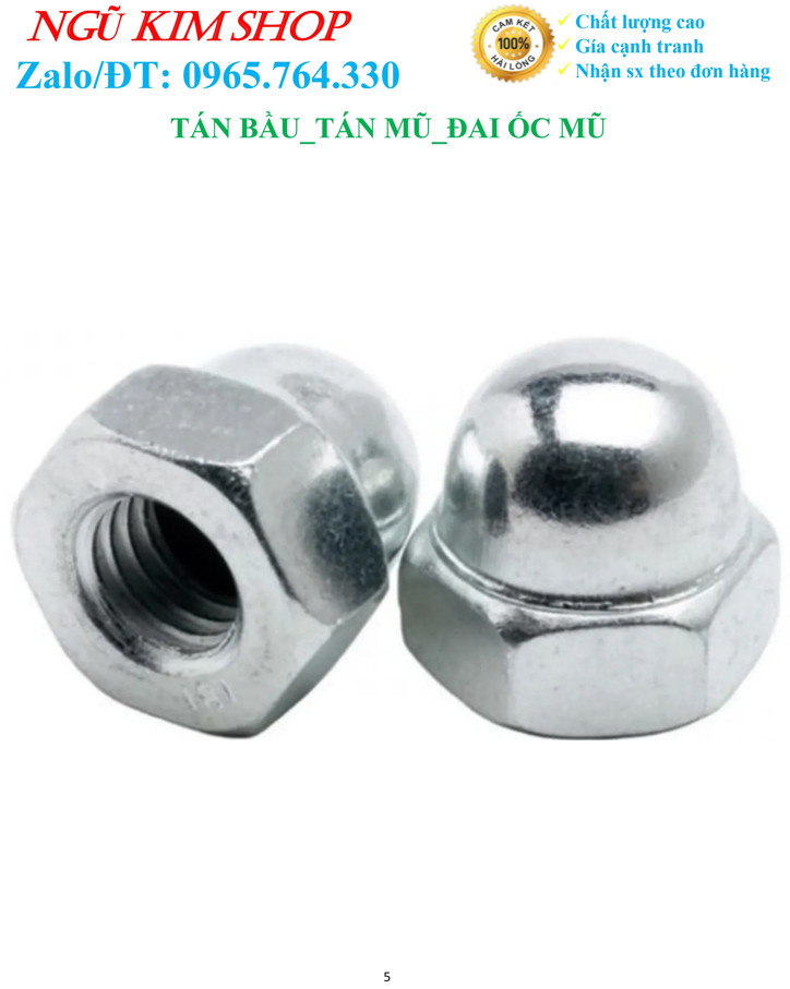 TÁN BẦU _ TÁN MŨ _ ĐAI ỐC MŨ M6 MẠ TRẮNG - ĐEN