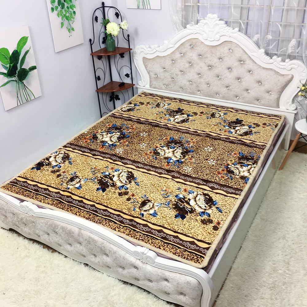 THẢM NỈ lông cừu trải giường, trải sàn cao cấp 3 lớp- Mẫu HOA HỒNG NÂU-evily1990