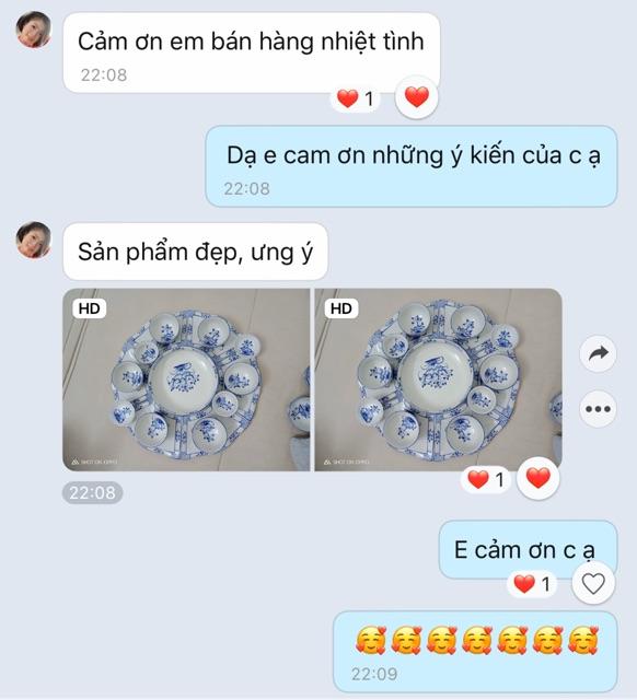 Bộ đồ ăn hoa mặt trời vẽ hoa sen kèm bát cơm bát mắm đĩa muối như hình