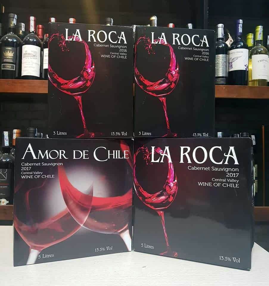 Rượu vang bịch Chile La Roca đỏ