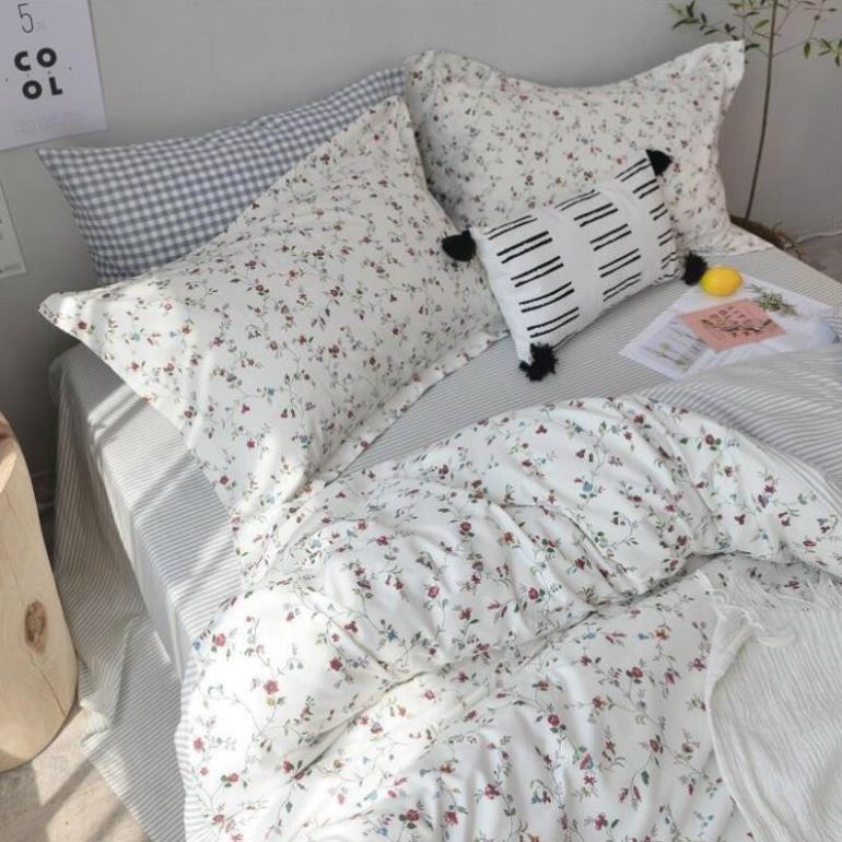Bộ chăn ga gối Cotton Living 100% Nhànhím_Bedding đủ size giường nệm
