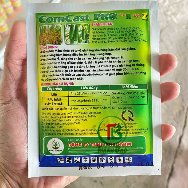 Phân bón hữu cơ Comcast Comcat Pro A-Z gói 25gr, ra rễ, giải độc hữu cơ, nở bụi, ra hoa