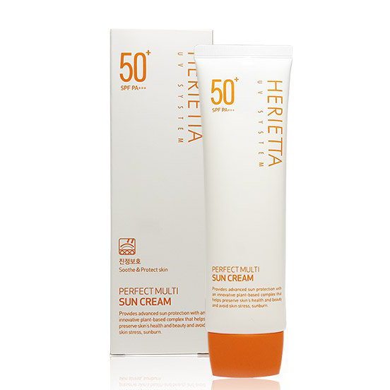 Kem chống nắng thảo dược đa năng hoàn hảo không kích ứng da Welcos Herietta UV System Perfect Multi Sun Cream SPF50 PA++ + tặng móc khóa
