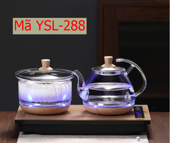 Bộ Đun Nước Điện Tự Động Pha Trà Thủy Tinh Cao Cấp,Led Xanh Sáng 2 Bên Khi Đun,Có Thể Đun Đồng Bộ