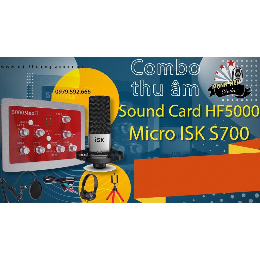 Trọn bộ micro ISK S700 + Soudcard HF5000 II MAX -hát karaoke gia đình, livestream fb, thu âm chuẩn phòng thu