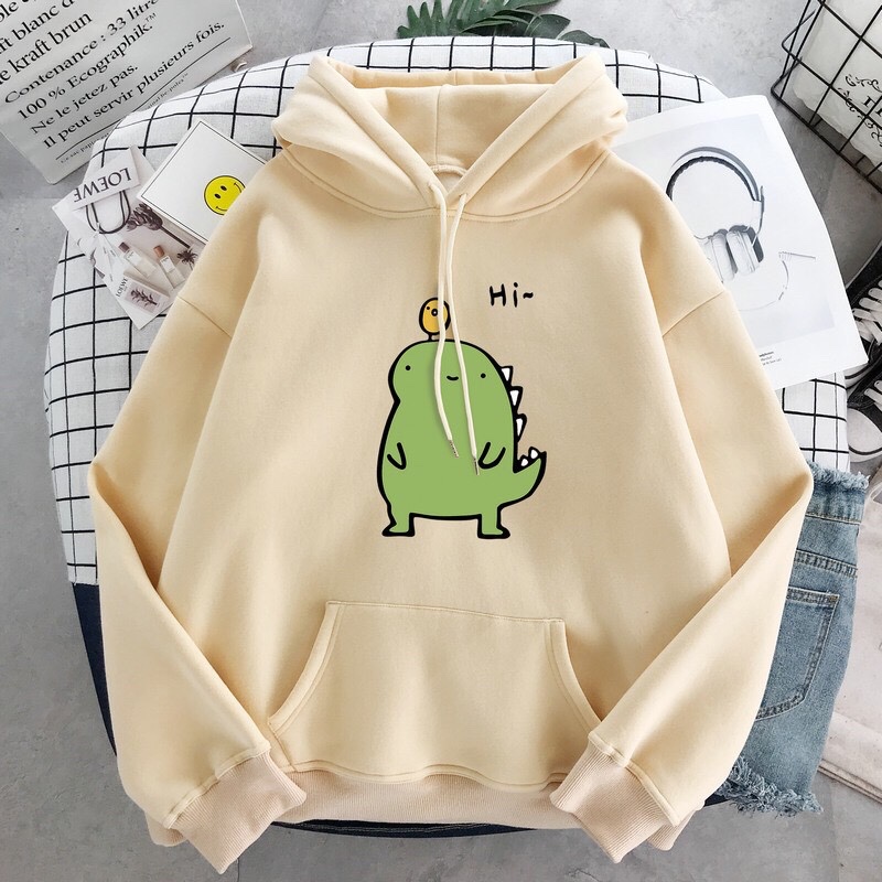 Áo hoodie unisex khủng long SAY HI hot trend Hàn Quốc E057