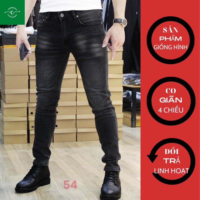 Quần Jean Nam, Màu Đen Trơn Cao Cấp, Không Phai Mầu Quần Bò VOZODO 54