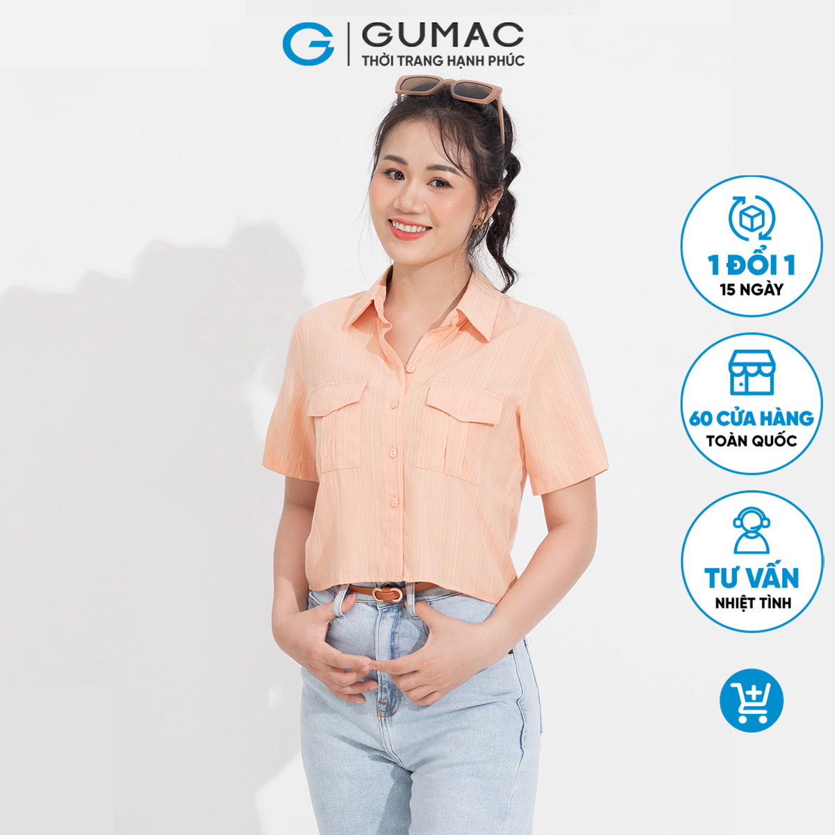 Áo sơ mi kiểu túi hộp GUMAC AD05071