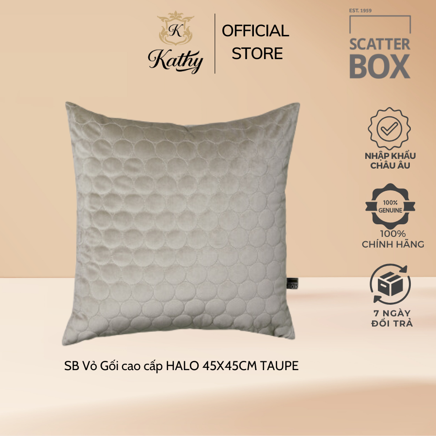 SCATTER BOX Vỏ gối cao cấp nhập khẩu Ireland Anh Quốc HALO màu TAUPE kích thước 45X45CM phong cách hiện đại